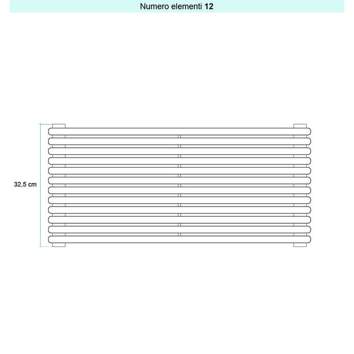 Irsap Design-Heizkörper ARPA 18 horizontal, 12 Glieder, H 32,5 × B 85 × T 4,6 cm, Weiß Standard glänzend (Farbcode 01) A1808501201IR01H01