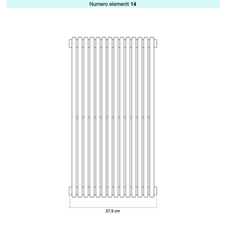 Irsap Design-Heizkörper ARPA 18 vertikal, 14 Glieder, H 92 × B 37,9 × T 4,6 cm, Elfenbein RAL 1013 glänzend (Farbcode 02) A1809201402IR01A01