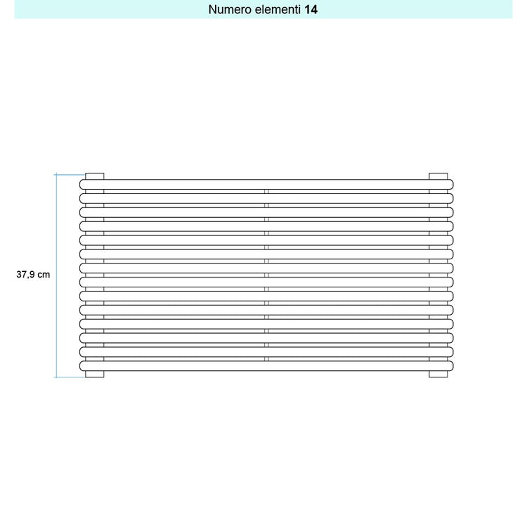 Irsap Design-Heizkörper ARPA 18 horizontal, 14 Glieder, H 38,2 × B 92 × T 4,6 cm, Silber metallic Strukturlack (Farbcode 6R) A180920146RIR01H01