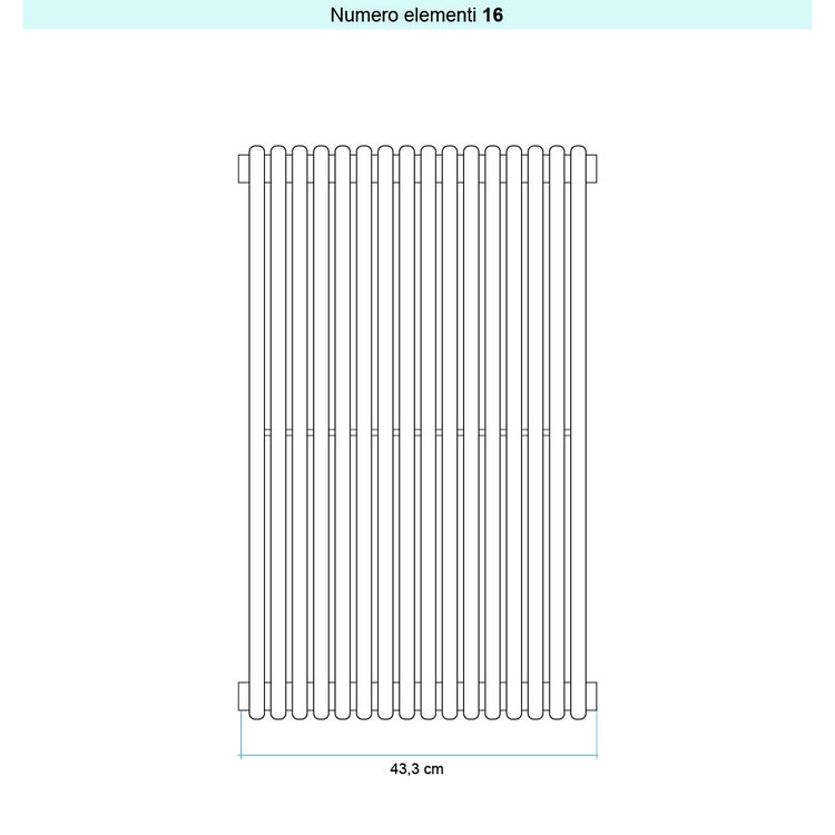 Irsap Design-Heizkörper ARPA 18 vertikal, 16 Glieder, H 152 × B 43,3 × T 4,6 cm, Schwarz matt (Farbcode K1) A18152016K1IR01A01