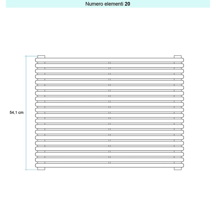 Irsap Design-Heizkörper ARPA 18 horizontal, 20 Glieder, H 54,1 × B 152 × T 4,6 cm, Schwarz RAL 9005 glänzend (Farbcode 10) A1815202010IR01H01