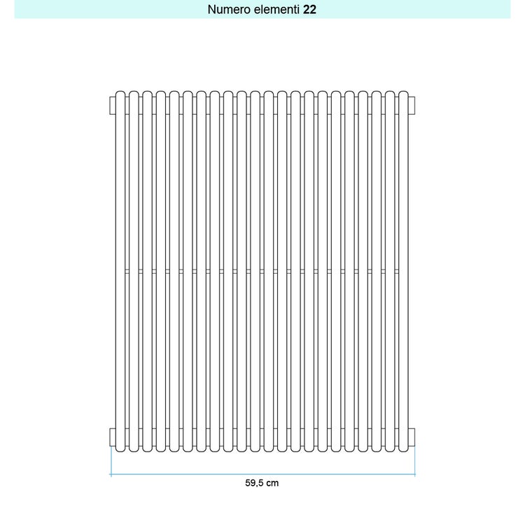 Irsap Design-Heizkörper ARPA 18 vertikal, 22 Glieder, H 122 × B 59,5 × T 4,6 cm, Perlgrau Strukturlack (Farbcode L6) A18122022L6IR01A01