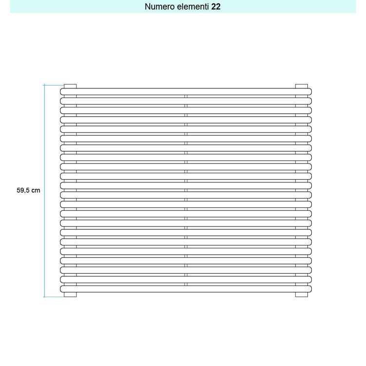 Irsap Design-Heizkörper ARPA 18 horizontal, 22 Glieder, H 59,5 × B 92 × T 4,6 cm, Weiß RAL 9016 matt (Farbcode Y5) A18092022Y5IR01H01