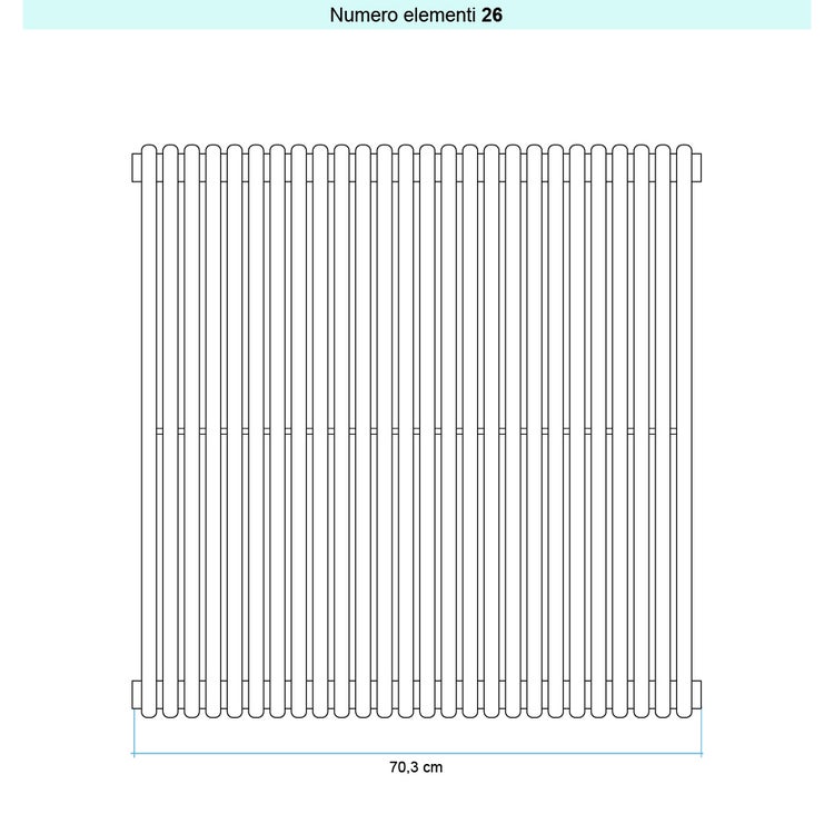 Irsap Design-Heizkörper ARPA 18 vertikal, 26 Glieder, H 202 × B 70,3 × T 4,6 cm, Graphitschwarz Strukturlack (Farbcode 18) A1820202618IR01A01