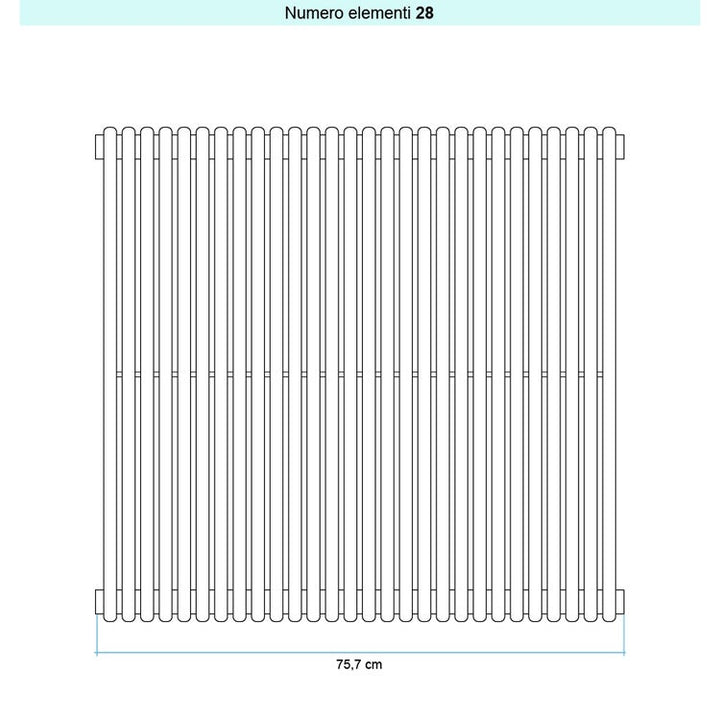 Irsap Design-Heizkörper ARPA 18 vertikal, 28 Glieder, H 182 × B 75,7 × T 4,6 cm, Quartz 2 Strukturlack (Farbcode 2C) A181820282CIR01A01