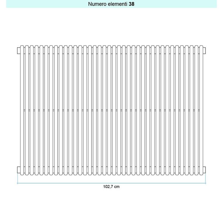 Irsap Design-Heizkörper ARPA 18 vertikal, 38 Glieder, H 70 × B 102,7 × T 4,6 cm, Weiß Standard glänzend (Farbcode 01) A1807003801IR01A01