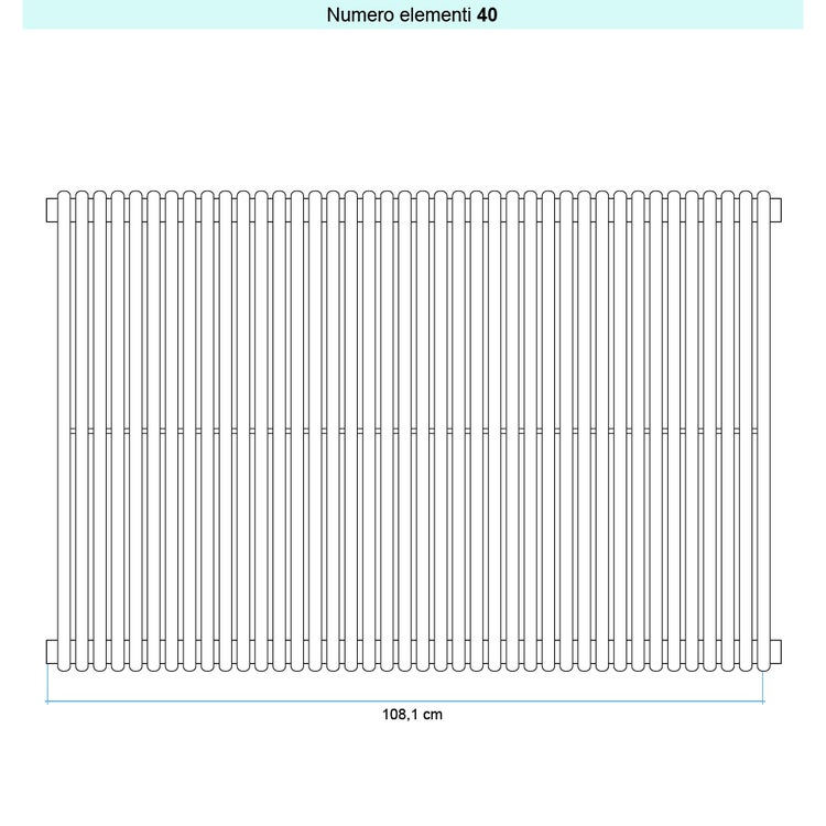 Irsap Design-Heizkörper ARPA 18 vertikal, 40 Glieder, H 122 × B 108,1 × T 4,6 cm, Weiß Standard glänzend (Farbcode 01) A1812204001IR01A01