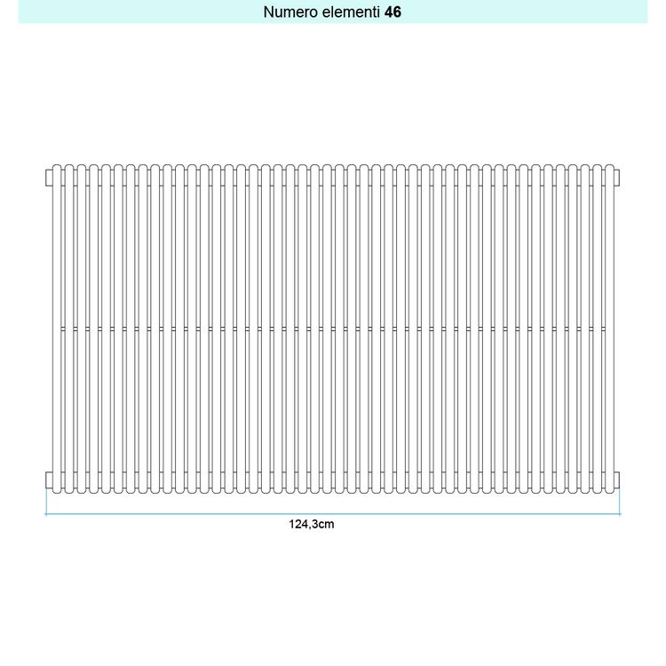 Irsap Design-Heizkörper ARPA 18 vertikal, 46 Glieder, H 202 × B 124,3 × T 4,6 cm, Weiß Standard glänzend (Farbcode 01) A1820204601IR01A01