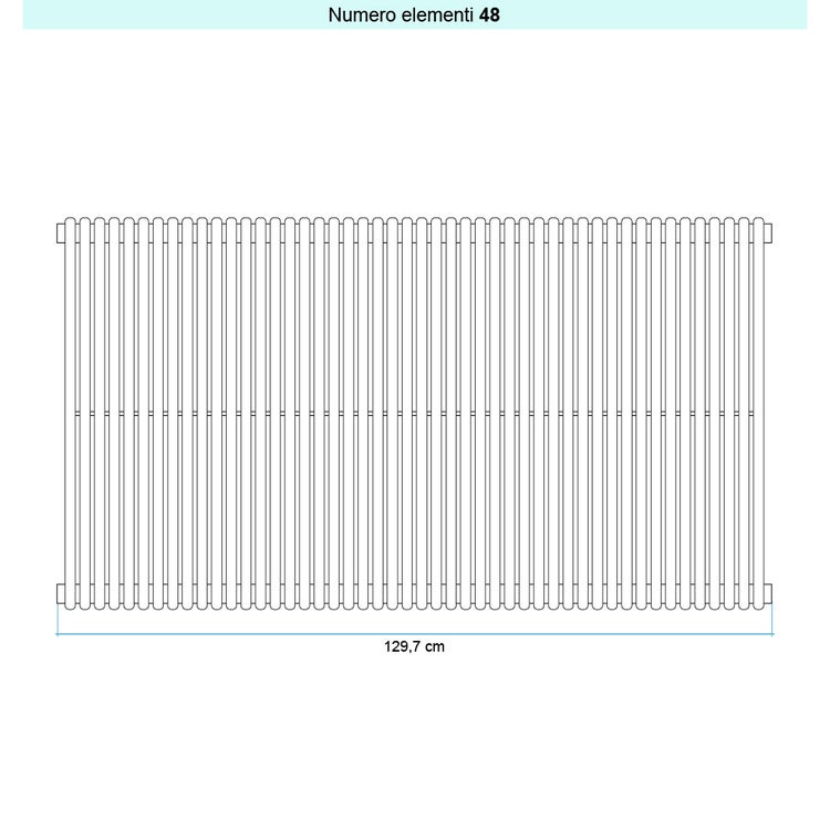 Irsap Design-Heizkörper ARPA 18 vertikal, 48 Glieder, H 70 × B 129,7 × T 4,6 cm, Weiß Standard glänzend (Farbcode 01) A1807004801IR01A01