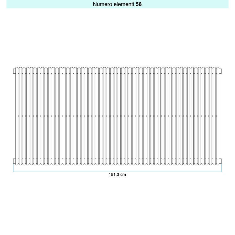 Irsap Design-Heizkörper ARPA 18 vertikal, 56 Glieder, H 85 × B 151,3 × T 4,6 cm, Weiß Standard glänzend (Farbcode 01) A1808505601IR01A01