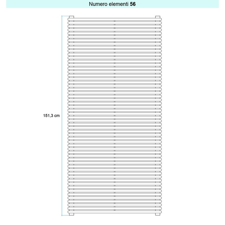 Irsap Design-Heizkörper ARPA 18 horizontal, 56 Glieder, H 151,3 × B 52 × T 4,6 cm, Weiß Standard glänzend (Farbcode 01) A1805205601IR01H01
