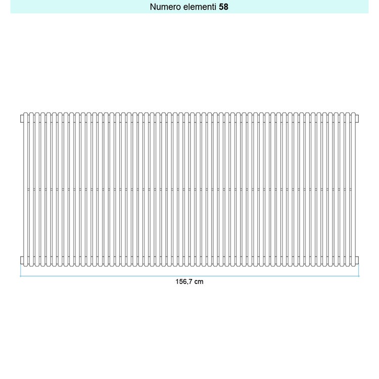 Irsap Design-Heizkörper ARPA 18 vertikal, 58 Glieder, H 75 × B 156,7 × T 4,6 cm, Weiß Standard glänzend (Farbcode 01) A1807505801IR01A01