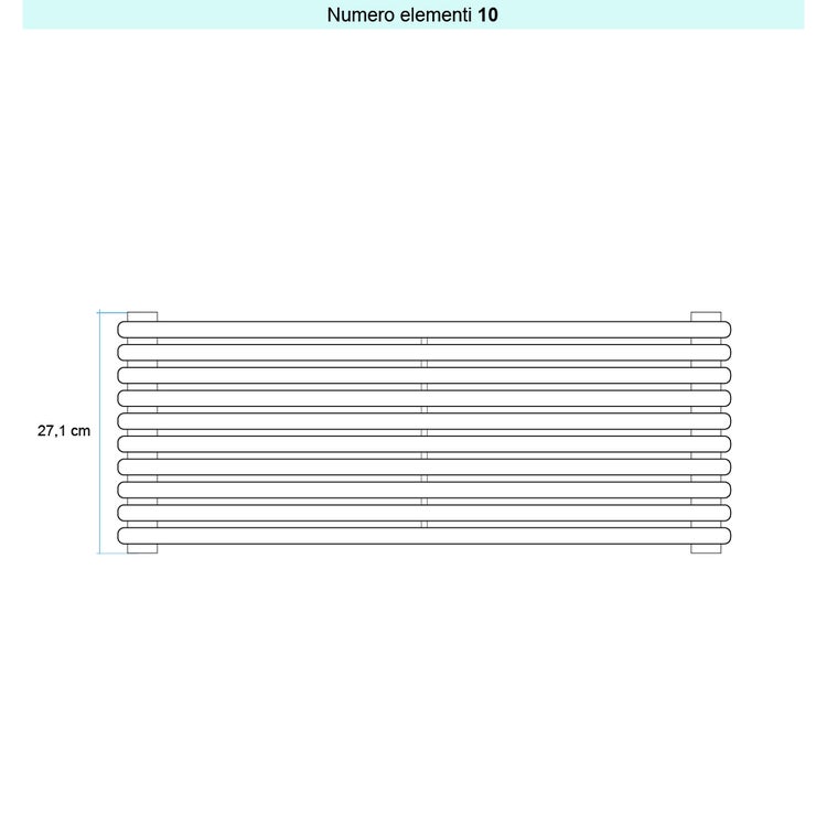 Irsap Design-Heizkörper ARPA 18 horizontal, 10 Glieder, H 27,1 × B 152 × T 4,6 cm, Weiß Standard glänzend (Farbcode 01) A1815201001IR01H01