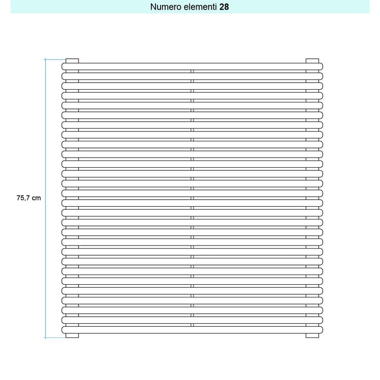 Irsap Design-Heizkörper ARPA 18 horizontal, 28 Glieder, H 75,7 × B 182 × T 4,6 cm, Weiß Standard glänzend (Farbcode 01) A1818202801IR01H01