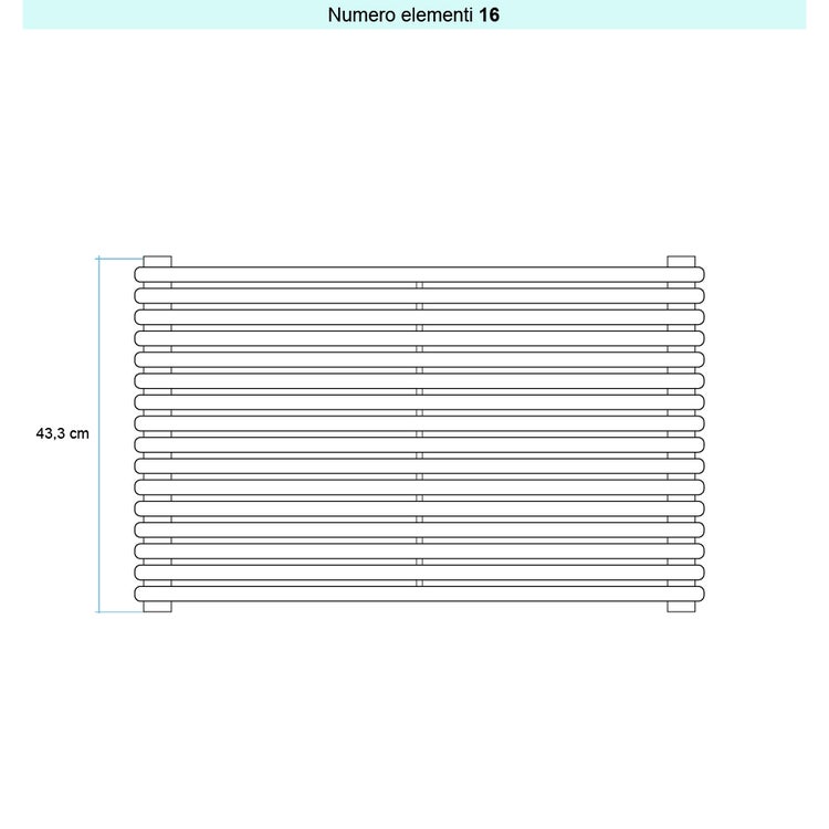 Irsap Design-Heizkörper ARPA 18 horizontal, 16 Glieder, H 43,3 × B 65 × T 4,6 cm, Weiß Standard glänzend (Farbcode 01) A1806501601IR01H01