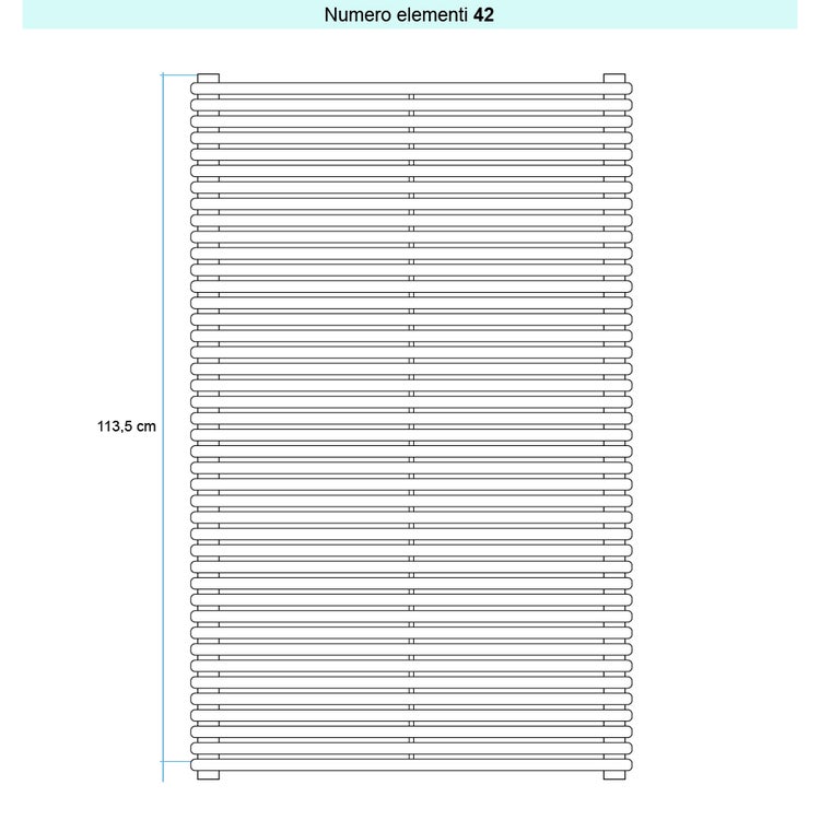 Irsap Design-Heizkörper ARPA 18 horizontal, 42 Glieder, H 113,5 × B 65 × T 4,6 cm, Weiß Standard glänzend (Farbcode 01) A1806504201IR01H01