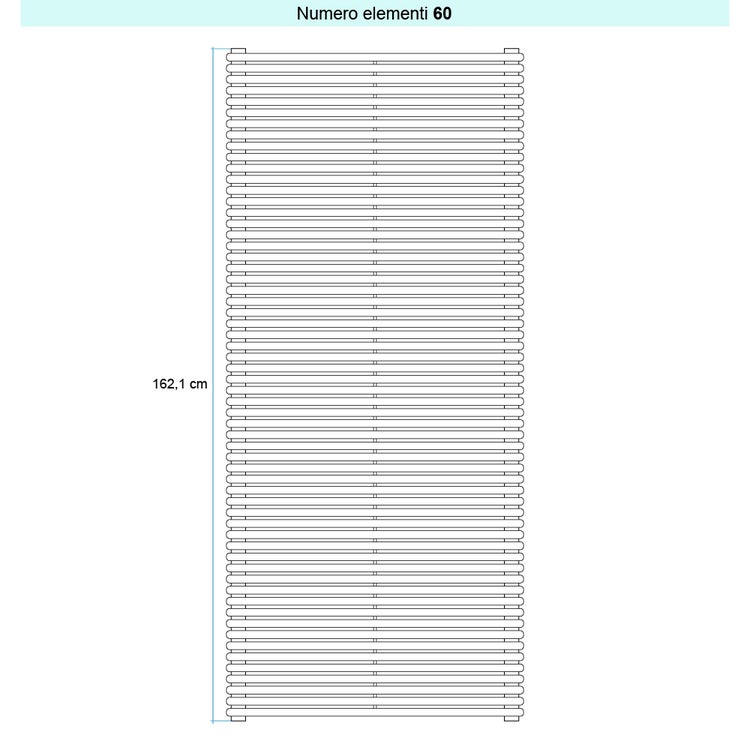 Irsap Design-Heizkörper ARPA 18 horizontal, 60 Glieder, H 162,1 × B 65 × T 4,6 cm, Weiß Standard glänzend (Farbcode 01) A1806506001IR01H01