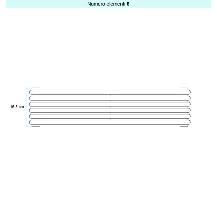 Irsap Design-Heizkörper ARPA 18 horizontal, 6 Glieder, H 16,3 × B 75 × T 4,6 cm, Weiß Standard glänzend (Farbcode 01) A1807500601IR01H01