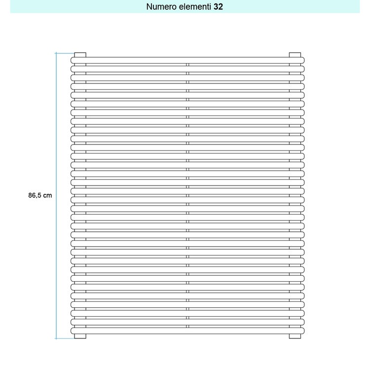 Irsap Design-Heizkörper ARPA 18 horizontal, 32 Glieder, H 86,5 × B 182 × T 4,6 cm, Perlweiß Strukturlack (Farbcode 16) A1818203216IR01H01