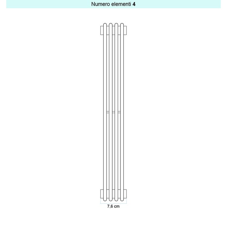 Irsap Design-Heizkörper ARPA12_2 vertikal, 4 Glieder, H 92 × B 7,6 × T 5 cm, Weiß Standard glänzend (Farbcode 01) A2209200401IR01A01