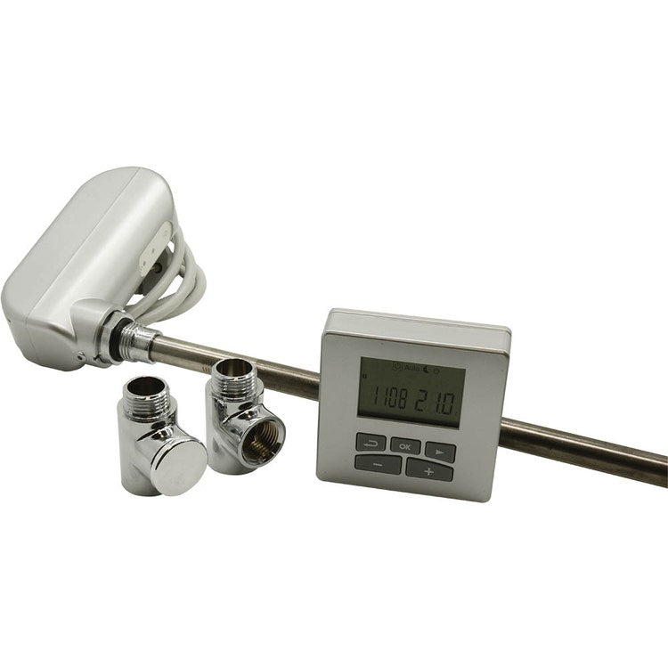 Irsap Elektrische Heizung mit kabelloser Steuerung, metallisch grau, 300 W (L. 37 cm) mit 2 T-Stücken 1/2" + 1 Stopfen 1/2" ANRE0300DSPB4
