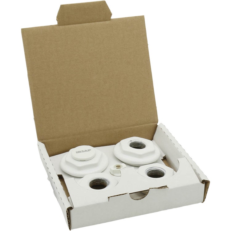 Irsap Installationskit für Heizkörper Tesi - Nr. 4 Reduzierungen von 1/2" mit Entlüftungsventil und Blindstopfen von 1/2", Farbe Rot RAL 3000, glänzende Oberfläche Cod.05 CONFIR04TAP1205