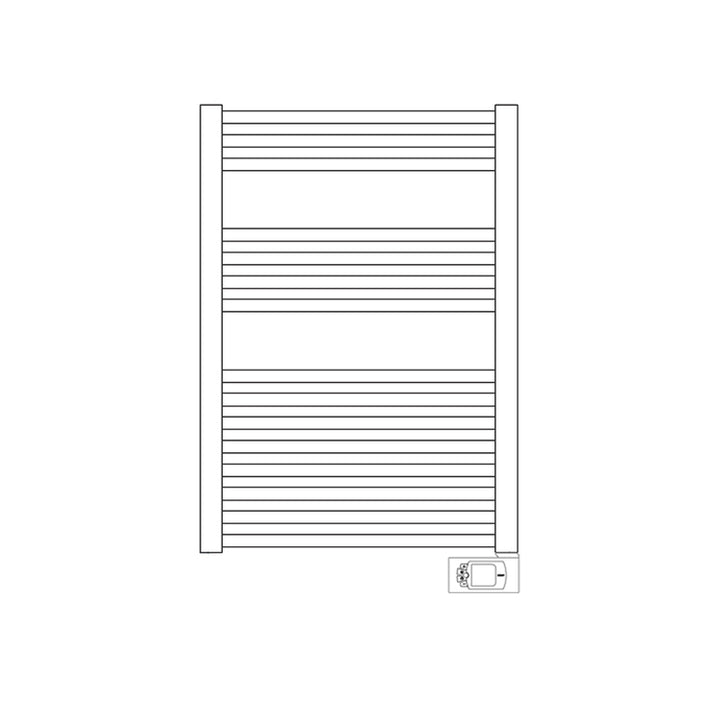 Irsap Elektro-Badheizkörper ARES, 15 Rohre, 2 Segmente, H 81,8 × B 58 × T 3 cm, mit elektronischer Steuerung, Weiß Standard glänzend (Farbcode 01) EIS058H01IR01NNN01
