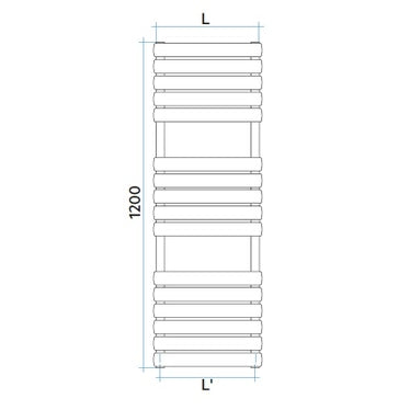 Irsap Badheizkörper ELLIPSIS_B, 16 Rohre, 2 Segmente, H 120 × B 50 × T 5,3 cm, Sablé Strukturlack (Farbcode Y4) ELM050BY4IR01NNN01