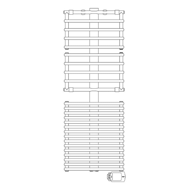 Irsap Elektro-Badheizkörper GET UP, 25 Rohre, 2 Segmente, H 149,9 × B 55 × T 7,7 cm, mit elektronischer Steuerung, Weiß Standard glänzend (Farbcode 01) GUL055H01IR01NNN01