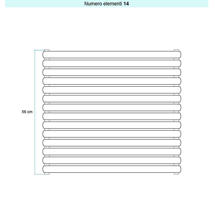 Irsap Design-Heizkörper ELLIPSIS 30_H 2, 14 Glieder, H 56 × B 53 × T 5,8 cm, Weiß Standard glänzend (Farbcode 01) HE205301401IR01H01