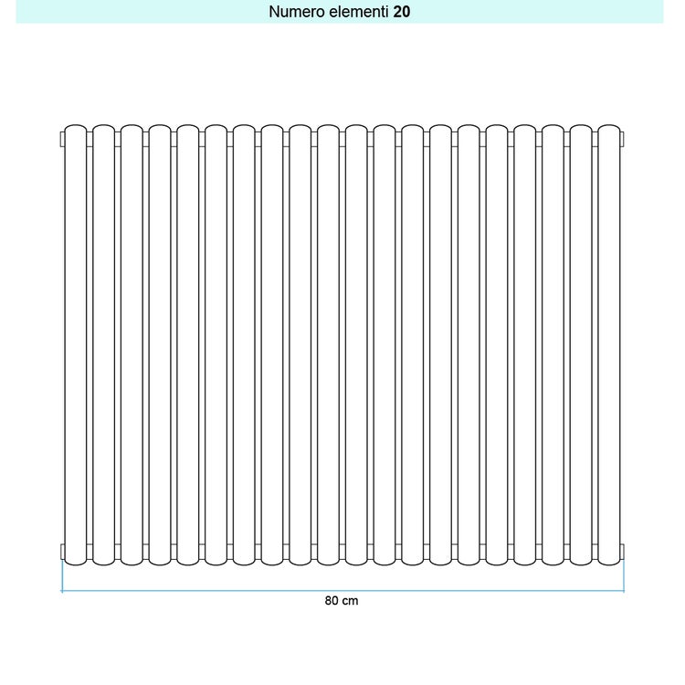 Irsap Design-Heizkörper ELLIPSIS 30_V 2, 20 Glieder, H 53 × B 80 × T 5,8 cm, Weiß Standard glänzend (Farbcode 01) HE205302001IR01A01