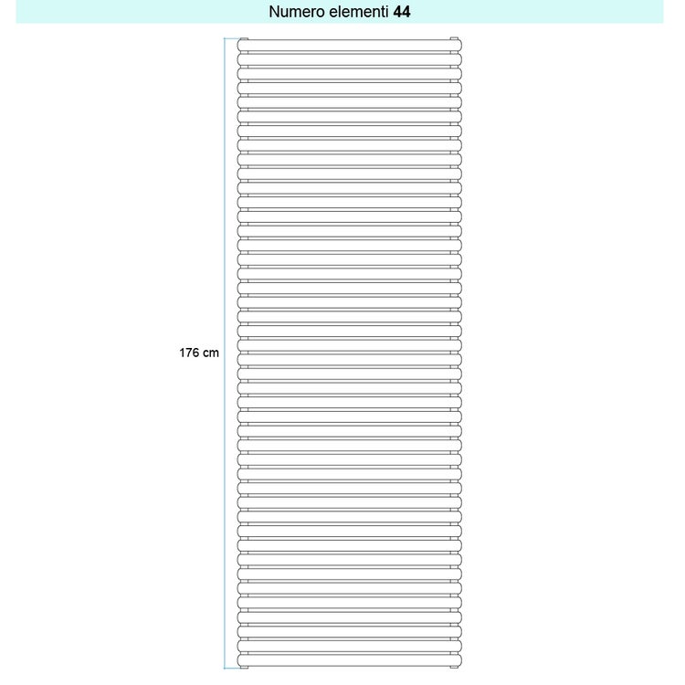 Irsap Design-Heizkörper ELLIPSIS 30_H 2, 44 Glieder, H 176 × B 53 × T 5,8 cm, Weiß Standard glänzend (Farbcode 01) HE205304401IR01H01