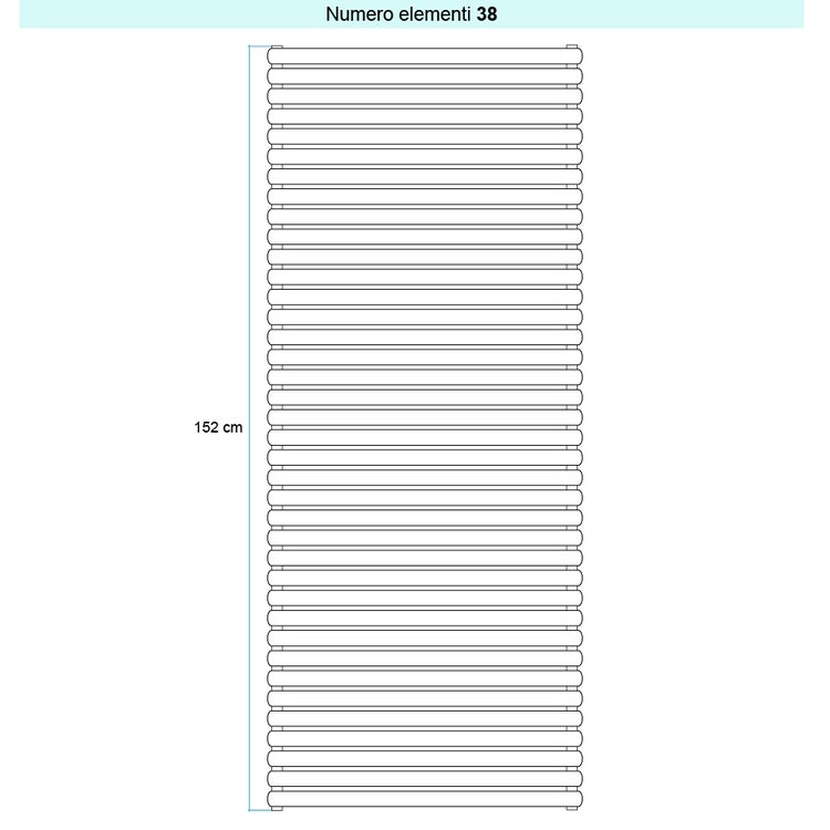 Irsap Design-Heizkörper ELLIPSIS 30_H 2, 38 Glieder, H 152 × B 56 × T 5,8 cm, Weiß Standard glänzend (Farbcode 01) HE205603801IR01H01
