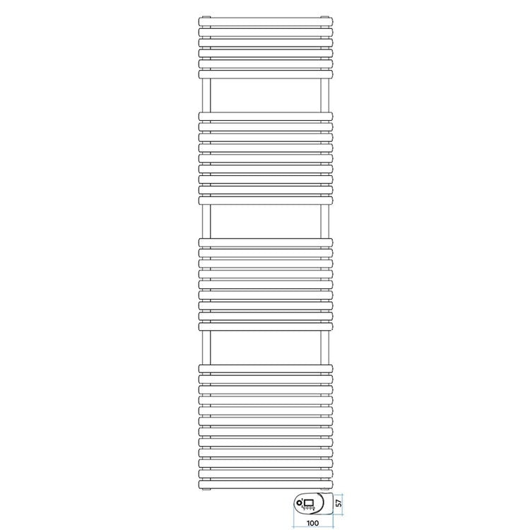 Irsap Elektro-Badheizkörper ELLIPSIS_30 B, 36 Rohre, 3 Segmente, H 180 × B 51 × T 4,4 cm, mit integriertem Bluetooth-Modul, Weiß Standard glänzend (Farbcode 01) HTG051Y01IR01NNN01