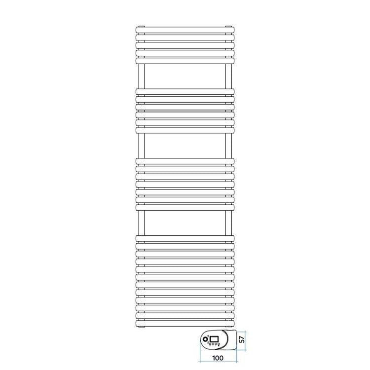 Irsap Elektro-Badheizkörper ELLIPSIS_30 B, 30 Rohre, 3 Segmente, H 156 × B 51 × T 4,4 cm, mit integriertem Bluetooth-Modul, Weiß Standard glänzend (Farbcode 01) HTL051Y01IR01NNN01