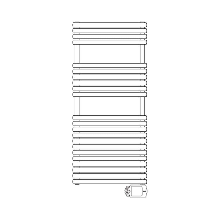 Irsap Elektro-Badheizkörper ELLIPSIS_30 B, 22 Rohre, 2 Segmente, H 112 × B 51 × T 4,4 cm, mit elektronischer Steuerung, Weiß Standard glänzend (Farbcode 01) HTM051H01IR01NNN01