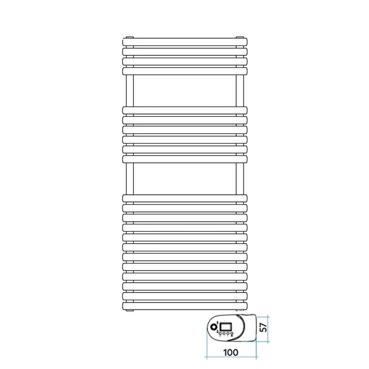 Irsap Elektro-Badheizkörper ELLIPSIS_30 B, 22 Rohre, 2 Segmente, H 112 × B 51 × T 4,4 cm, mit integriertem Bluetooth-Modul, Weiß Standard glänzend (Farbcode 01) HTM051Y01IR01NNN01