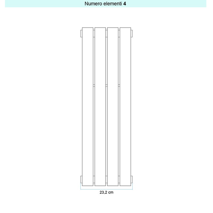 Irsap Design-Heizkörper PIANO vertikal, 4 Glieder, H 152 × B 22,8 × T 3,8 cm, Reinweiß RAL 9010 glänzend (Farbcode Q4) PI1152004Q4IR01A01