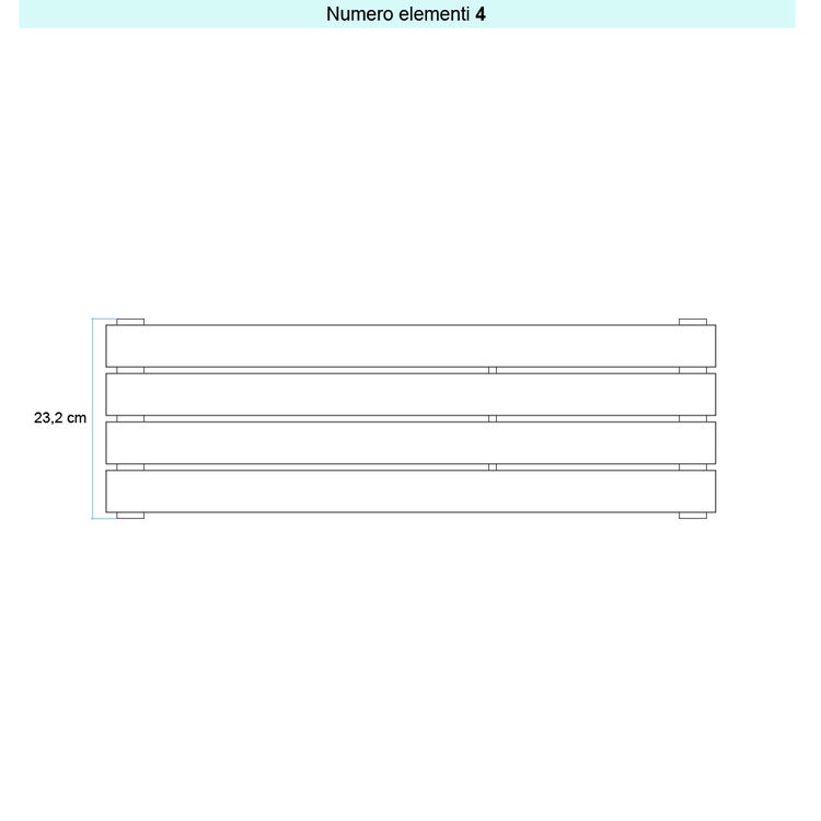 Irsap Design-Heizkörper PIANO horizontal, 4 Glieder, H 23,2 × B 92 × T 3,8 cm, Perlgrau Strukturlack (Farbcode L6) PI1092004L6IR01H01