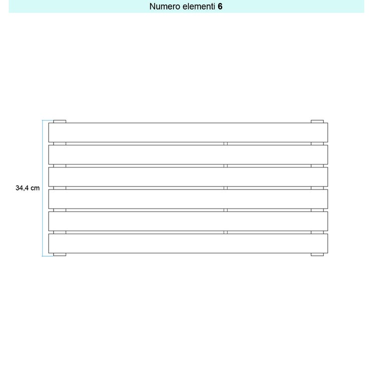 Irsap Design-Heizkörper PIANO horizontal, 6 Glieder, H 34,4 × B 92 × T 3,8 cm, Weiß RAL 9016 matt (Farbcode Y5) PI1092006Y5IR01H01