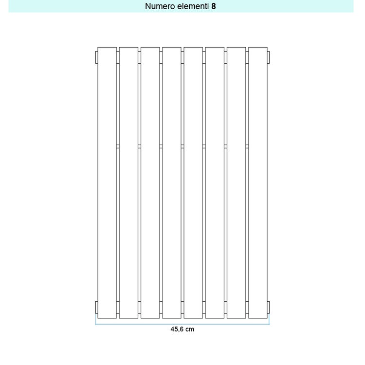 Irsap Design-Heizkörper PIANO vertikal, 8 Glieder, H 122 × B 45,2 × T 3,8 cm, Puderrosa RAL 3012 matt (Farbcode 5V) PI11220085VIR01A01