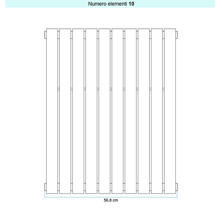 Irsap Design-Heizkörper PIANO vertikal, 10 Glieder, H 202 × B 56,4 × T 3,8 cm, Platin seidenmatt (Farbcode 6K) PI12020106KIR01A01