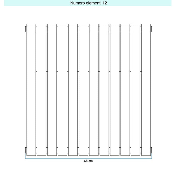 Irsap Design-Heizkörper PIANO vertikal, 12 Glieder, H 182 × B 68 × T 3,8 cm, Perlweiß Strukturlack (Farbcode 16) PI118201216IR01A01
