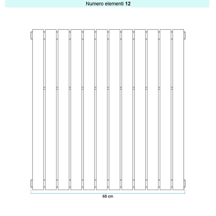 Irsap Design-Heizkörper PIANO vertikal, 12 Glieder, H 70 × B 68 × T 3,8 cm, Perlweiß Strukturlack (Farbcode 16) PI107001216IR01A01