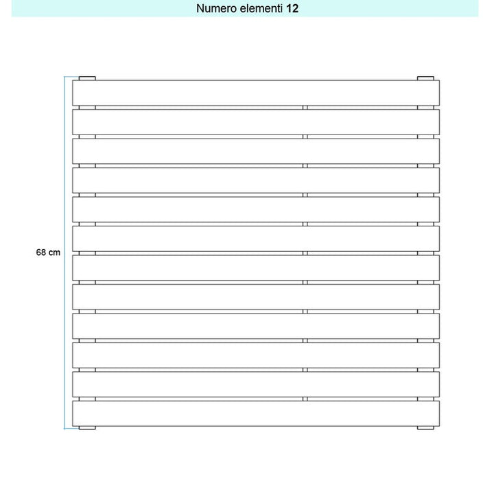 Irsap Design-Heizkörper PIANO horizontal, 12 Glieder, H 68 × B 252 × T 3,8 cm, Weiß Standard glänzend (Farbcode 01) PI125201201IR01H01