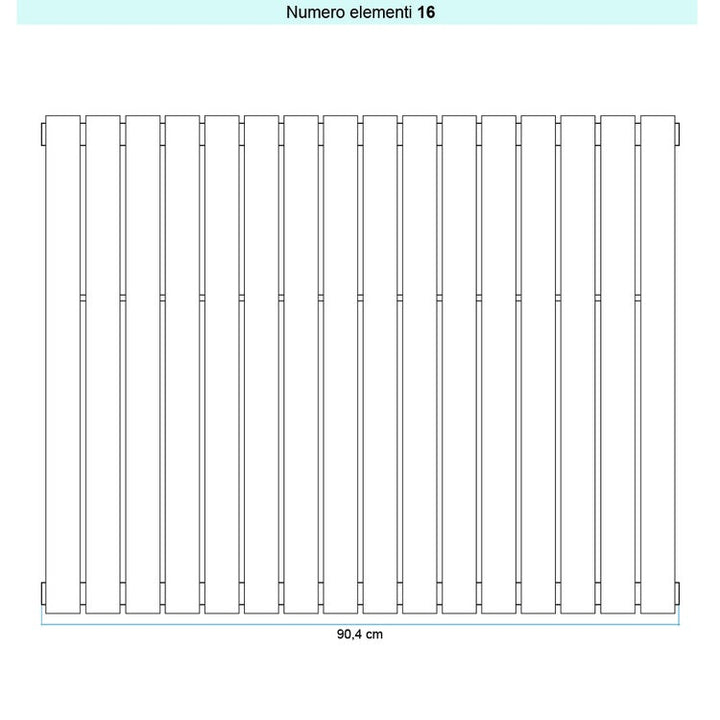Irsap Design-Heizkörper PIANO vertikal, 16 Glieder, H 52 × B 90,4 × T 3,8 cm, Schwarz satiniert Strukturlack (Farbcode 30) PI105201630IR01A01