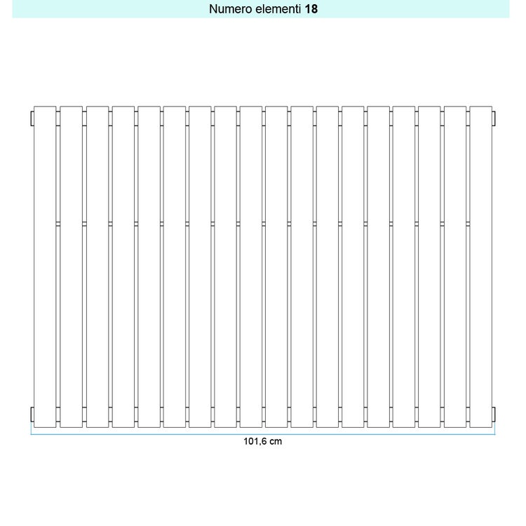 Irsap Design-Heizkörper PIANO vertikal, 18 Glieder, H 92 × B 101,6 × T 3,8 cm, Weiß Standard glänzend (Farbcode 01) PI109201801IR01A01