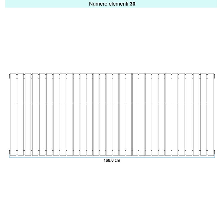 Irsap Design-Heizkörper PIANO vertikal, 30 Glieder, H 92 × B 168,8 × T 3,8 cm, Weiß Standard glänzend (Farbcode 01) PI109203001IR01A01
