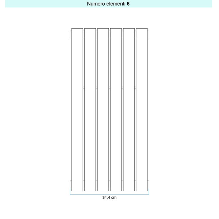 Irsap Design-Heizkörper PIANO 2 vertikal, 6 Glieder, H 202 × B 34 × T 4,6 cm, Violettblau RAL 5000 seidenmatt (Farbcode 69) PI220200669IR01A01