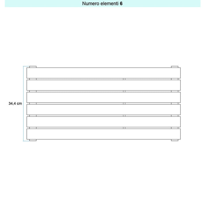 Irsap Design-Heizkörper PIANO 2 horizontal, 6 Glieder, H 34,4 × B 70 × T 4,6 cm, Weiß Standard glänzend (Farbcode 01) PI207000601IR01H01